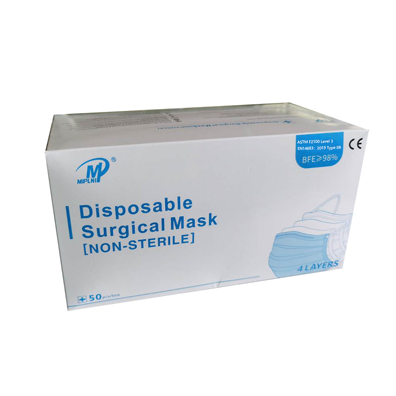 MIPLNI 50 PCS 4 Ply Disposable Medical Surgical Mask 4 layer BFE≥ 98% Level 3 4ply CE certified