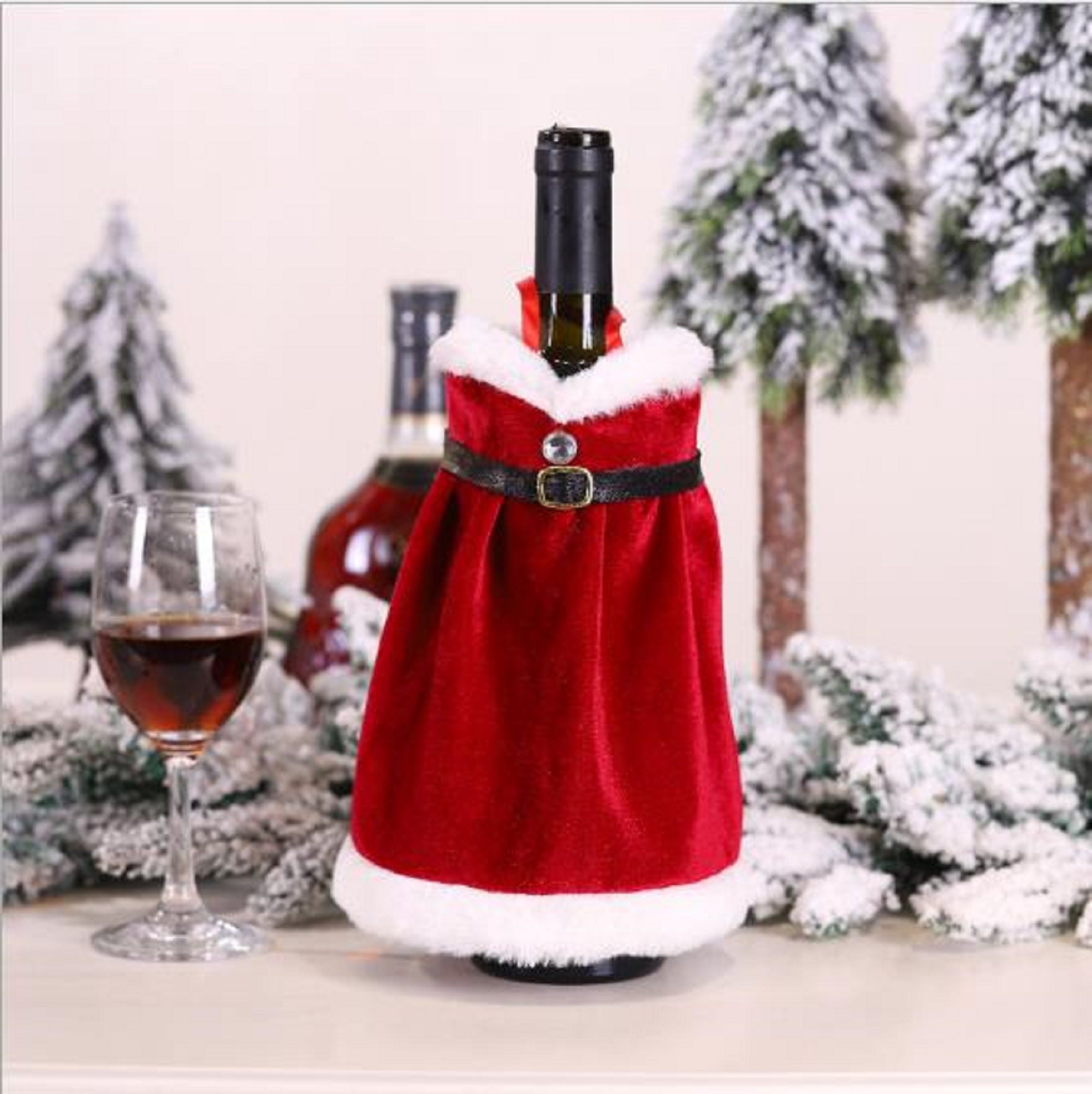 Set of 2 Santa Claus Clothes Red Wine Bottle Covers Bag Christmas Decorations Sweater Bottles Sets Wine Bottle Cover Tab Decor