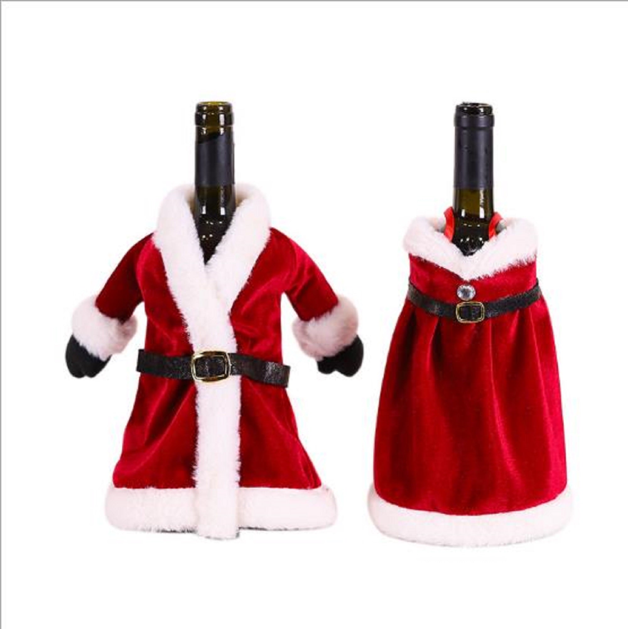 Set of 2 Santa Claus Clothes Red Wine Bottle Covers Bag Christmas Decorations Sweater Bottles Sets Wine Bottle Cover Tab Decor