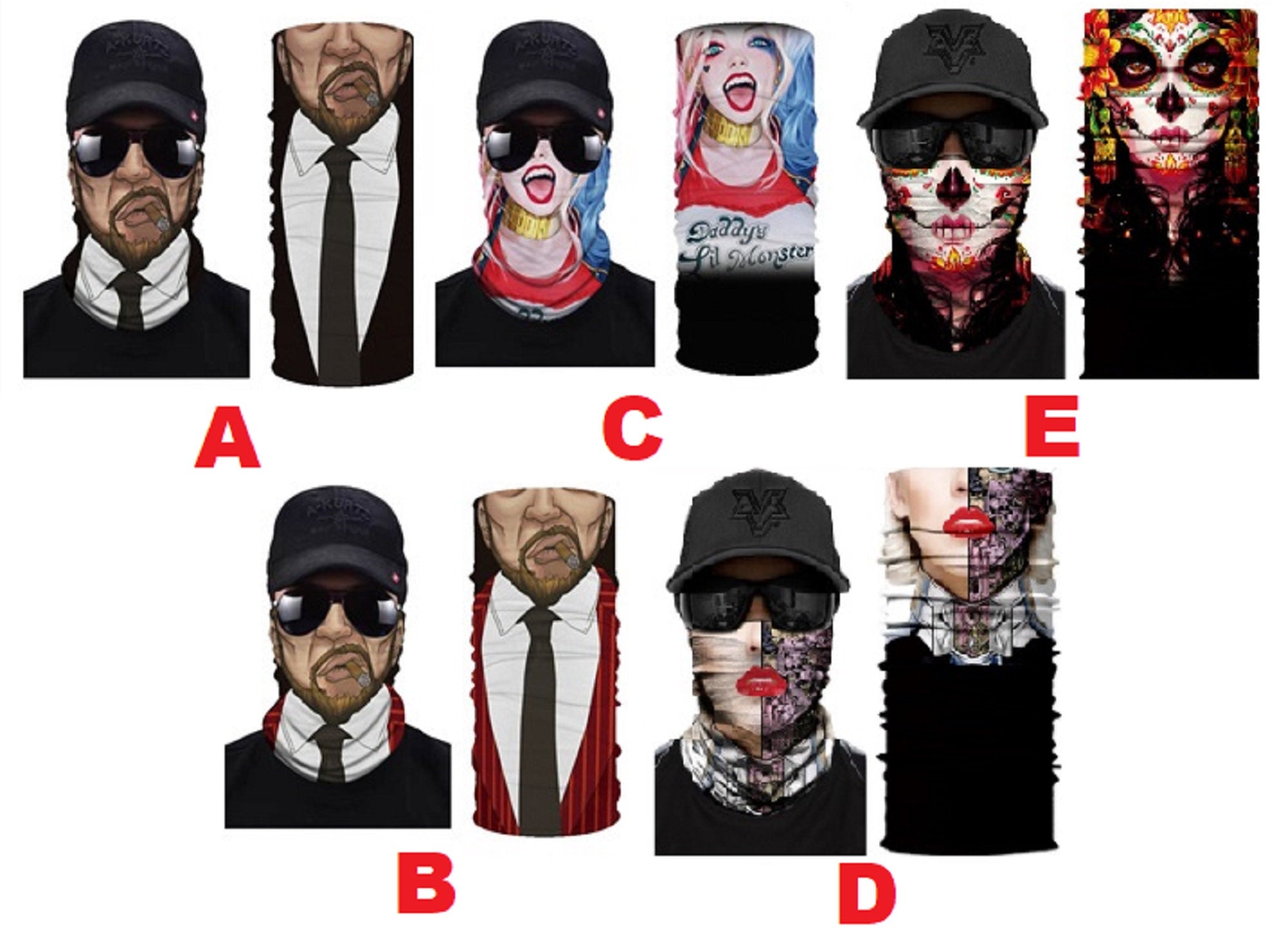 Original4u Neck Gaiter Breathable Face Cover Bandana Face Mask for Men Women 3D Print Head Wrap Scarf Headwear Multi-Purpose