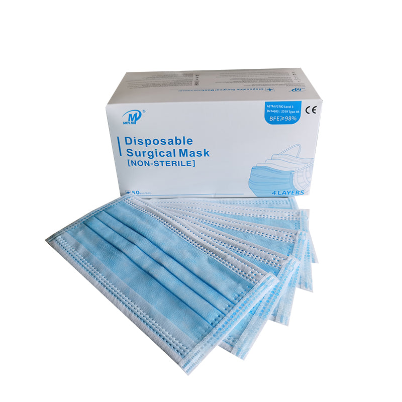 MIPLNI 50 PCS 4 Ply Disposable Medical Surgical Mask 4 layer BFE≥ 98% Level 3 4ply CE certified