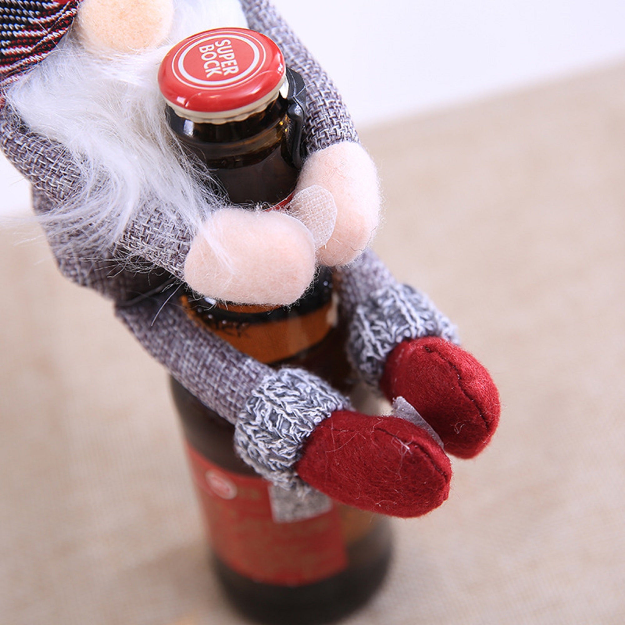 Two pcs Christmas Gnomes Wine Bottle Cover Santa - Handmade Swedish Tomte Plush Gnomes Bottle Toppers - Holiday Christmas Decorations