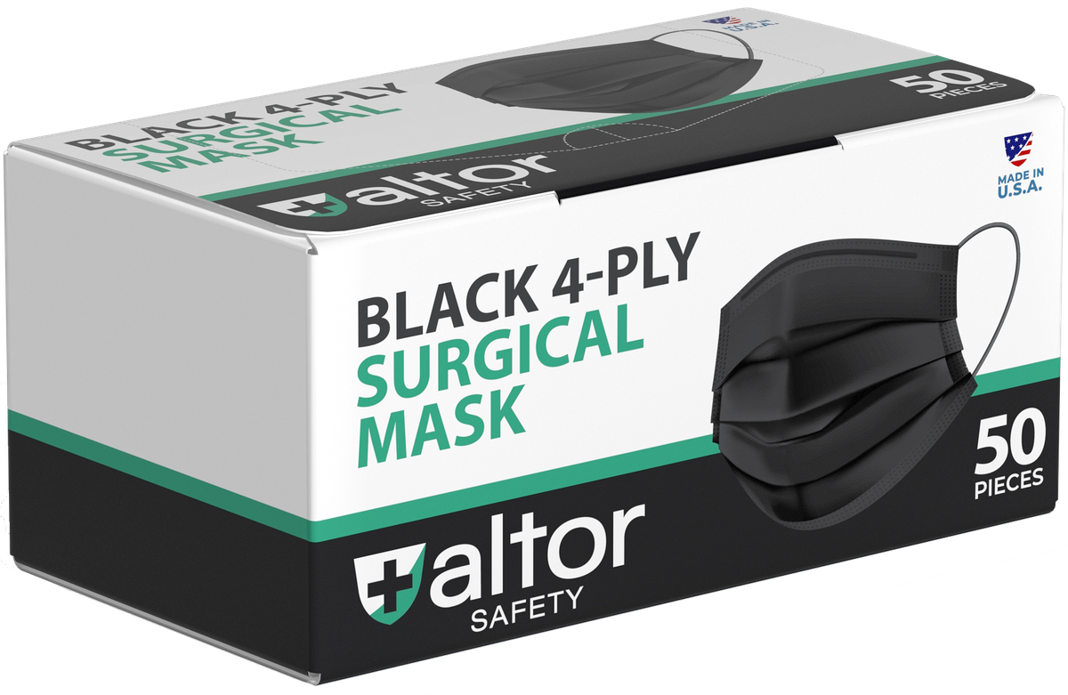 ALTOR USA MADE 4PLY BLACK SURGICAL MASK - ASTM LEVEL 2 - FDA APPROVED