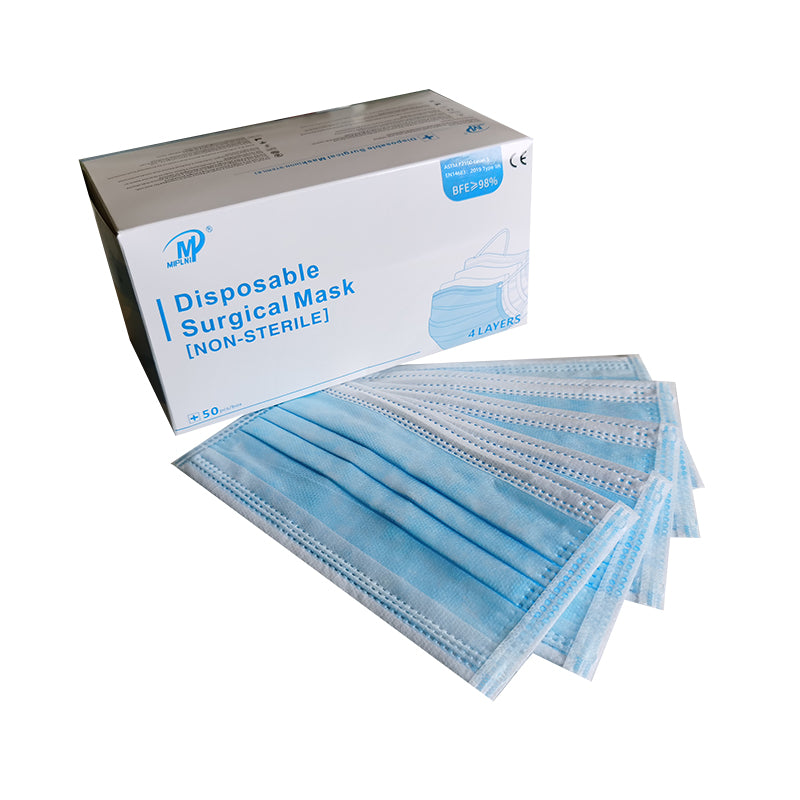 MIPLNI 50 PCS 4 Ply Disposable Medical Surgical Mask 4 layer BFE≥ 98% Level 3 4ply CE certified