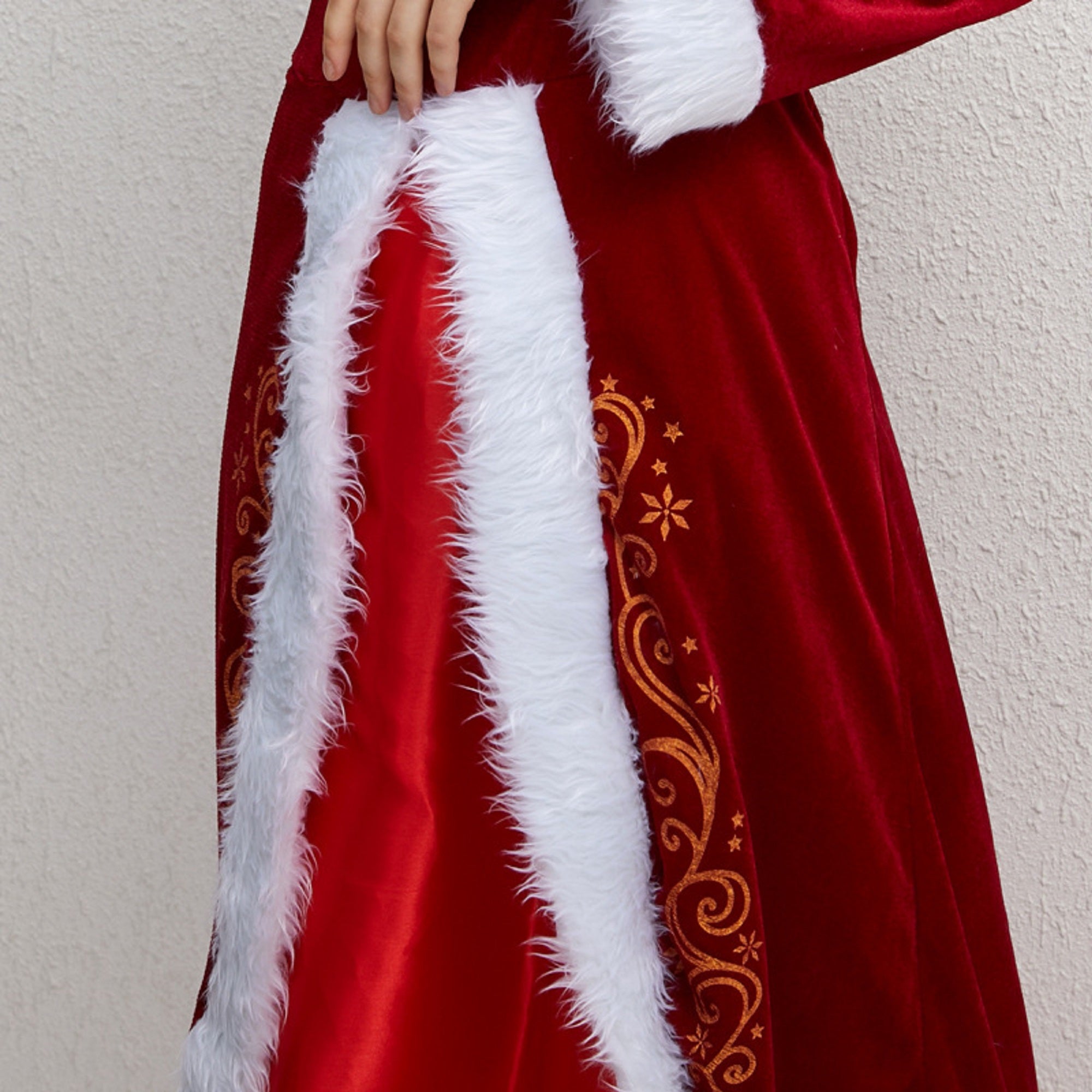 3pcs High Quality Long Sleeve Women's Dress Christmas Halloween Anime Santa Claus Cosplay Outfit Clothes Fancy Princess Costume Suit Uniform