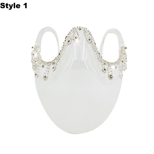 Face Shield Bling Crystal Head Mounted Masks Visible Lip Rhinestones Clear Fashion Transparent Reusable Durable Face protective Visible 10 Styles