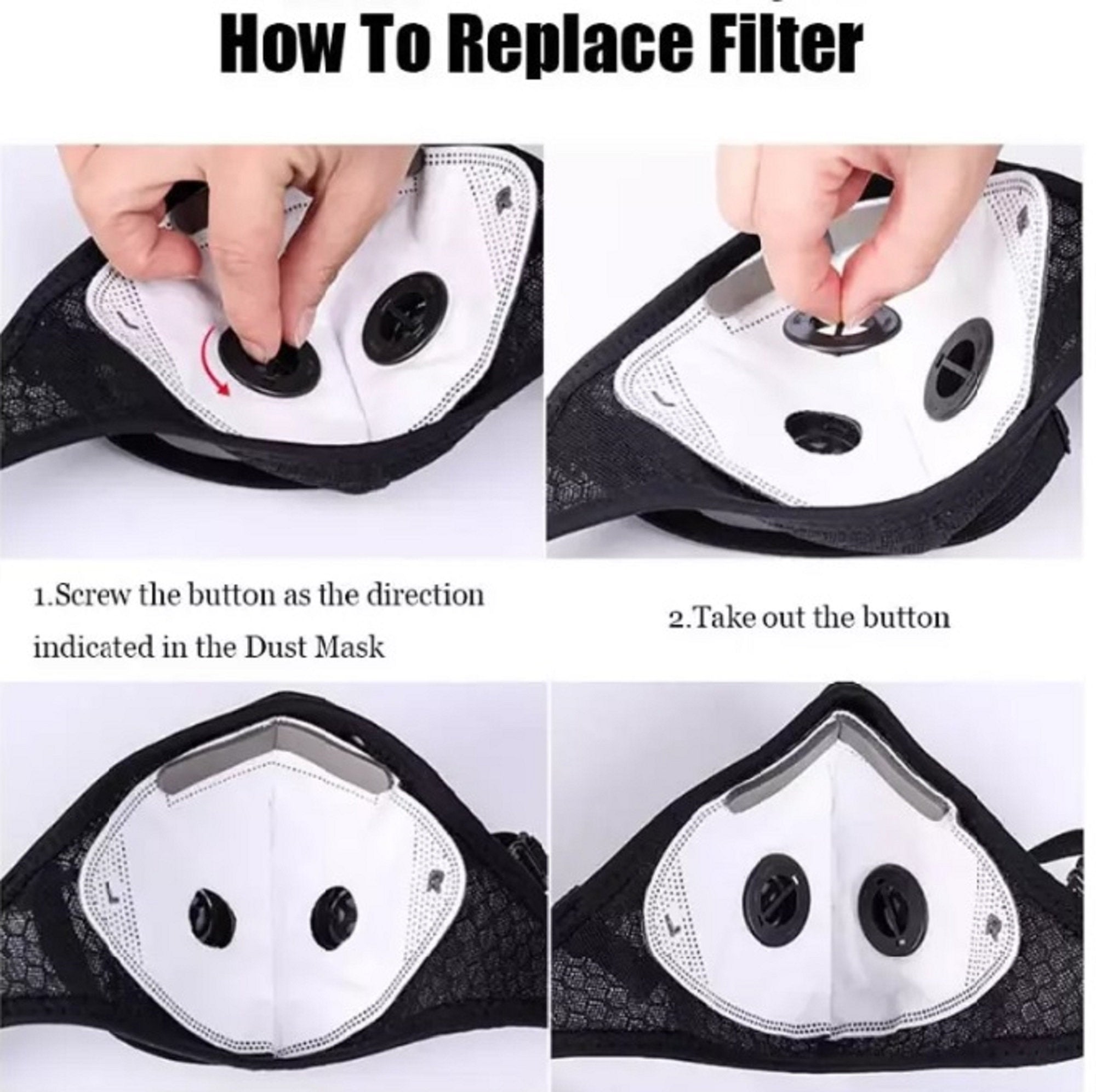 5 Pack Cycling Sport Mask with Protective 5 Layer PM 2.5 Activated Carbon Filter & Breathing Valve - Reusable and Washable - Nose Clip