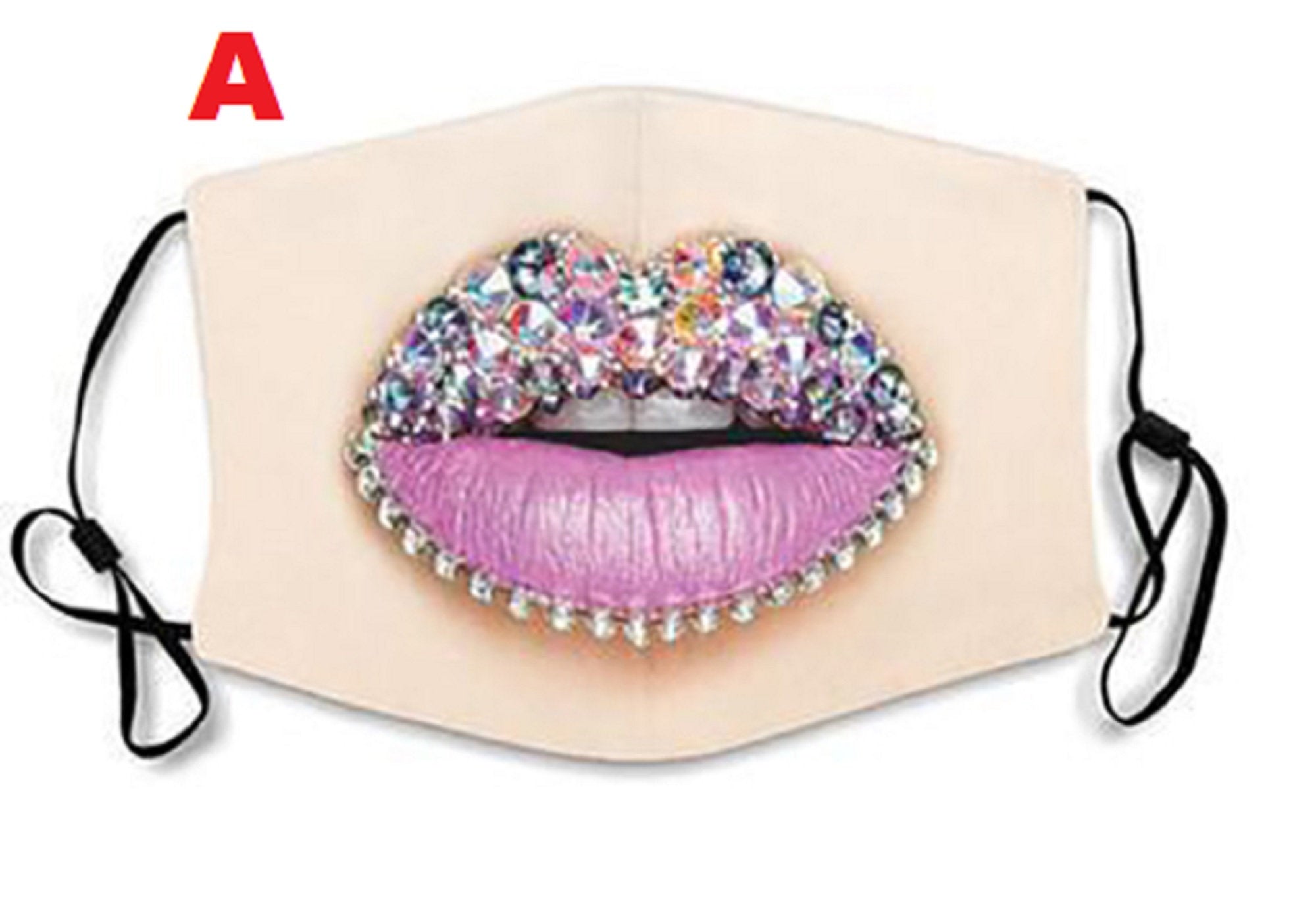 Digital printed Lip Design facial expression wacky lady face masks with pocket filter + 2 free filter - Original4u