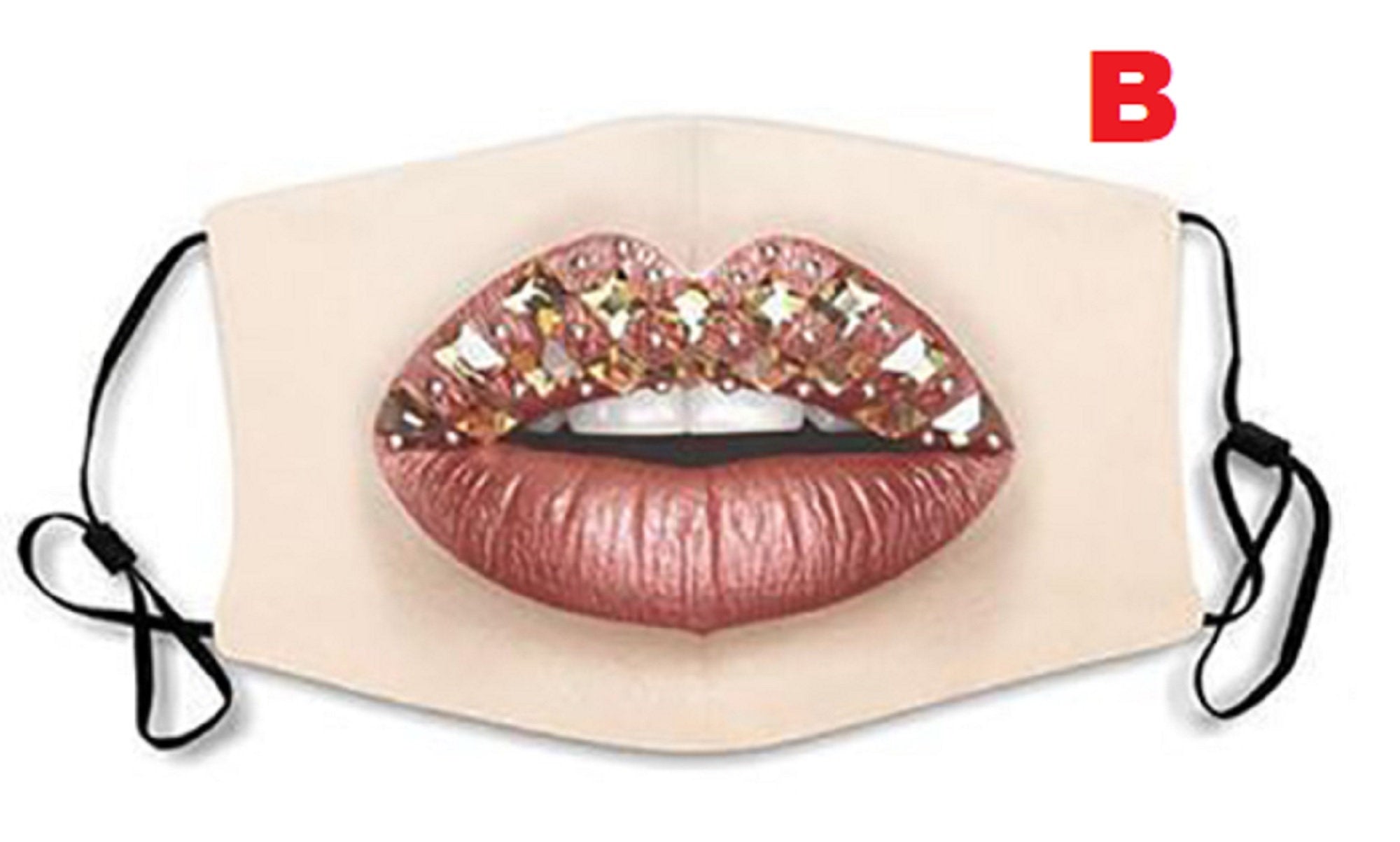 Digital printed Lip Design facial expression wacky lady face masks with pocket filter + 2 free filter - Original4u