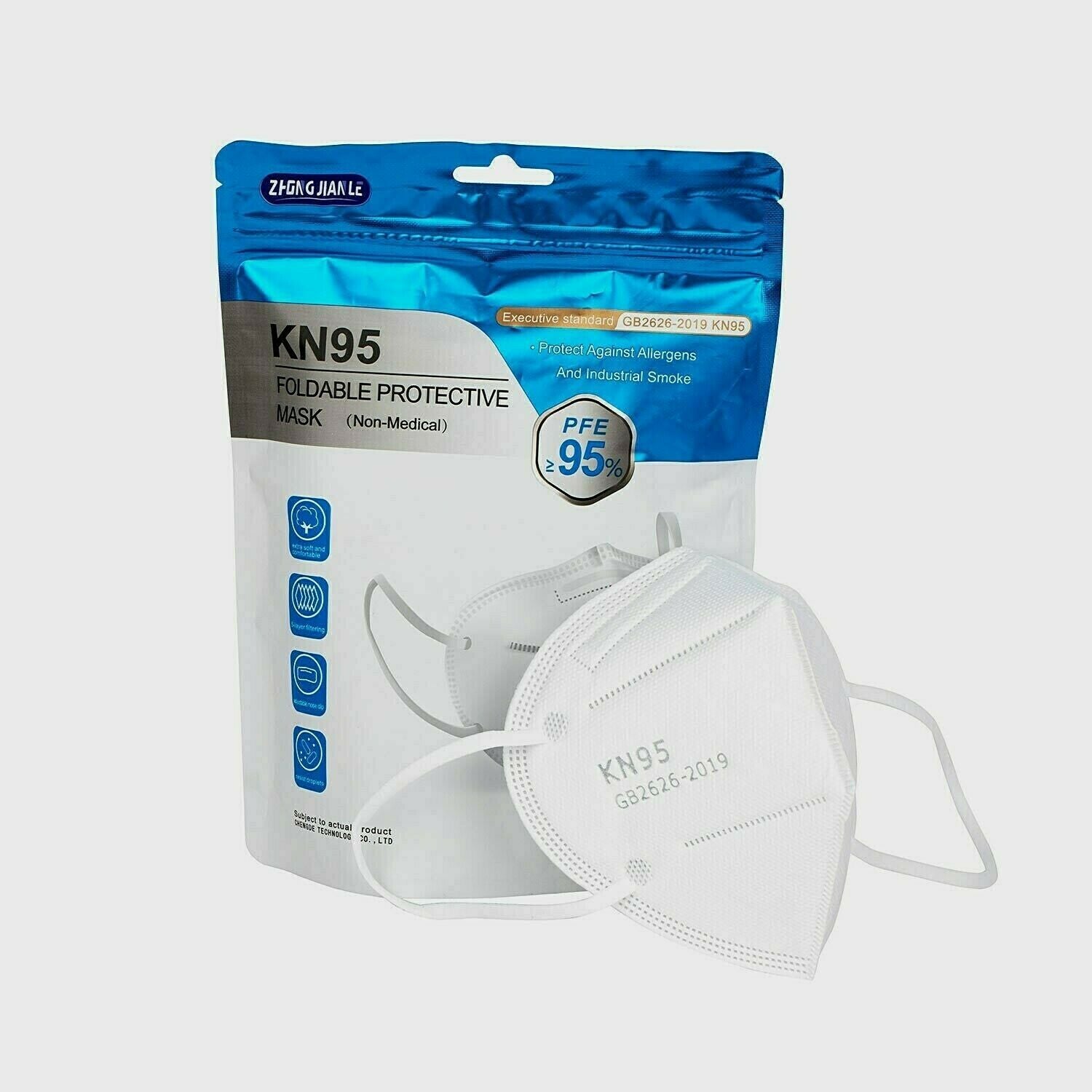 10 Pcs KN95 5-Ply Disposable Safety Face Mask KN-95 For Men and Women - White